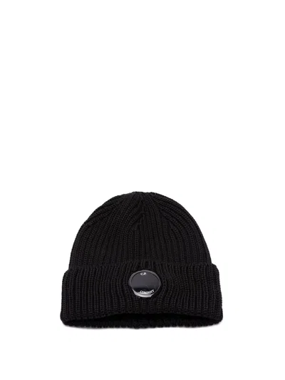 C.p. Company Beanie Wool Removable Accessories In Black