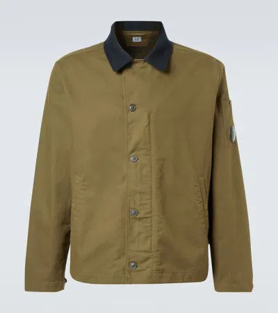 C.p. Company Lens Cotton-blend Overshirt In Green
