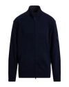 C.p. Company Textured Dark Navy Zip-through Jacket With High Ribbed Collar In Blue