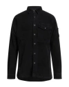 C.p. Company Classic Black Shirt-style Jacket With Structured Collar And Flap Pockets In Black