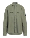 C.p. Company Green Jacket With Classic Collar And Logo Patch On The Sleeve In Green