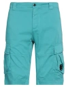C.p. Company C. P. Company Man Shorts & Bermuda Shorts Turquoise Size 38 Cotton, Elastane In Blue