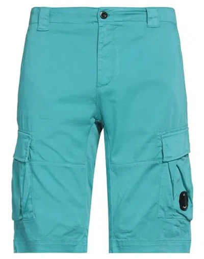 C.p. Company C. P. Company Man Shorts & Bermuda Shorts Turquoise Size 38 Cotton, Elastane In Blue