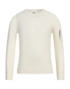 C.p. Company C. P. Company Man Sweater Cream Size 44 Virgin Wool, Polyester In White