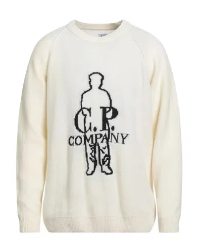 C.p. Company C. P. Company Man Sweater Cream Size 44 Wool, Polyamide In White