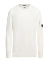 C.p. Company Logo Plaque Crewneck Sweatshirt In White