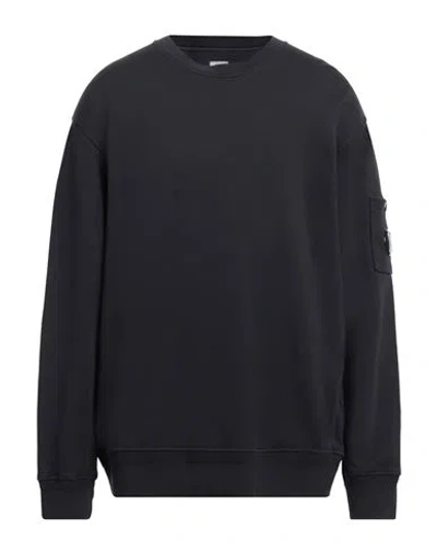 C.p. Company Logo Badge Sweatshirt Black In Blue
