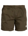 C.p. Company Logo-patch Swim Shorts In Green