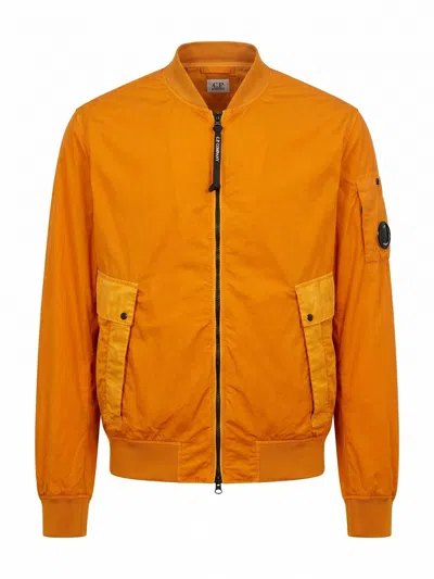 C.p. Company Bi-tm Mixed Lens Bomber Jacket In Orange