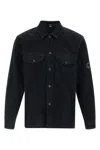 C.p. Company Textured Corduroy Overshirt With Pointed Collar In Black