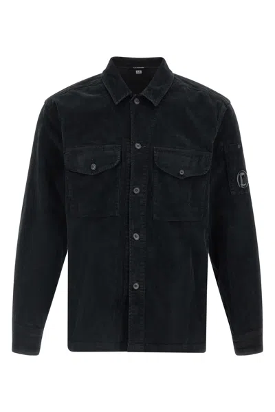C.p. Company C. P. Company Ribbed Velvet Overshirt In Black