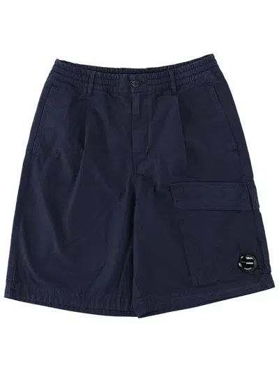 C.p. Company Dark Navy Boxy Multi-pocket Cotton Shorts In Black