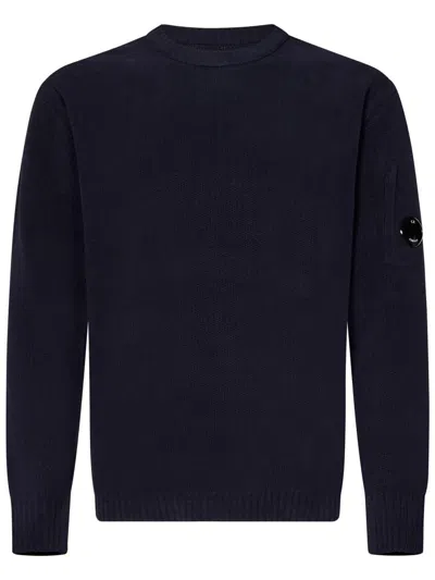 C.p. Company Blue Sweater With Textured Knit Design