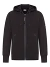 C.p. Company C. P. Company Sweatshirts Hooded Open In Diagonal Raised Fleece In Black