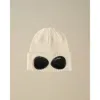 C.p. Company Cream Merino Wool Beanie In Black