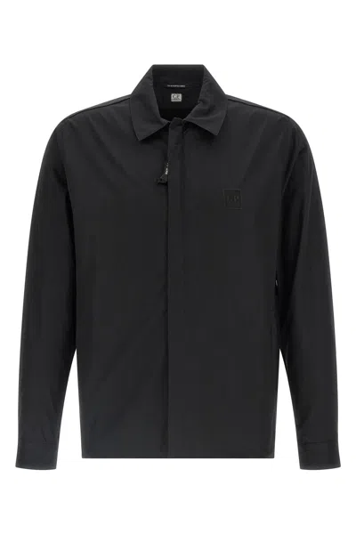 C.p. Company Collared Zip Overshirt With Structured Design In Black