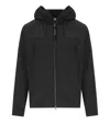 C.p. Company Front Zip Black Jacket With Adjustable Hood In Black