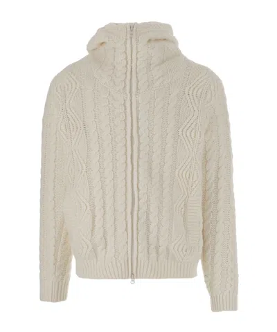 C.p. Company Cable-knit Cardigan In White