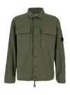 C.p. Company Green Jacket With Classic Collar And Logo Patch On The Sleeve In Green