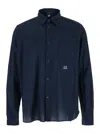 C.p. Company Black Button-down Shirt With Sheer Fabric In Multicolor