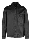 C.p. Company Linen Shirt With Chest Pocket And Collar In Black