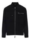 C.p. Company Zip-up Black Shirt Jacket With Classic Collar In Black