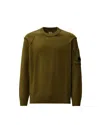 C.p. Company Cappero Crewneck Sweatshirt With Iconic Lens Detail In Green