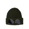 C.p. Company Green Goggle Beanie With Turn-up Brim In Cotton Man In Green