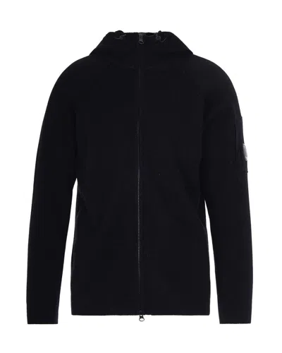C.p. Company Cardigan In Misto Lana Nero In Black