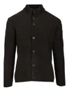 C.p. Company Cardigan In Chenille Cotton Knitwear Black In Black