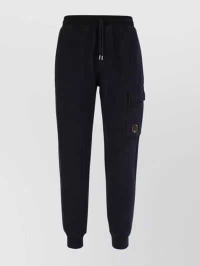 C.p. Company Cargo Elastic Waistband Ribbed Cuffs Side In Black