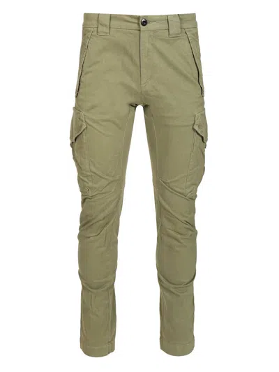 C.p. Company Cargo Made Of Stretch Cotton Satin Trousers Green