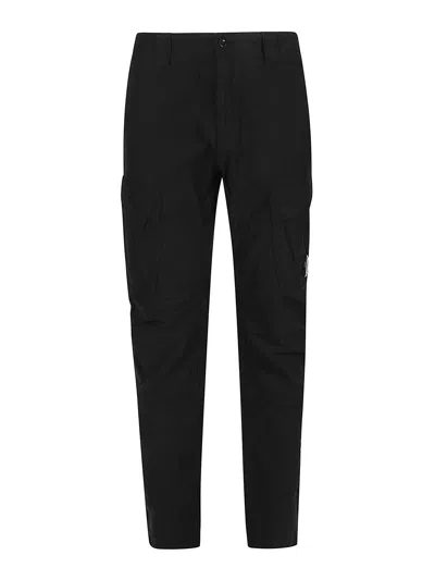 C.p. Company Lens-detailed Tapered-leg Cargo Pants In Blue