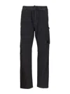 C.p. Company Black Linen And Cotton Blend Utility Trousers In Blue