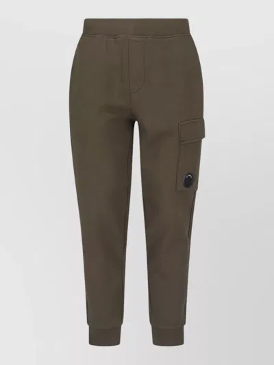 C.p. Company Green Diagonal Raised Cotton Sweatpants In Brown