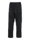 C.p. Company Black Pants With Cargo Pockets And Lens Motif On The Leg In Cotton Man