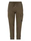 C.p. Company Cargo Pocket Drawstring Waist Ribbed Cuffs Trousers In Brown