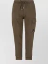 C.p. Company Cargo Pocket Drawstring Waist Ribbed Cuffs Trousers In Brown