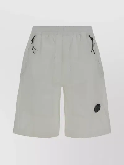 C.p. Company Cargo Pocket Drawstring Waist Shorts In White