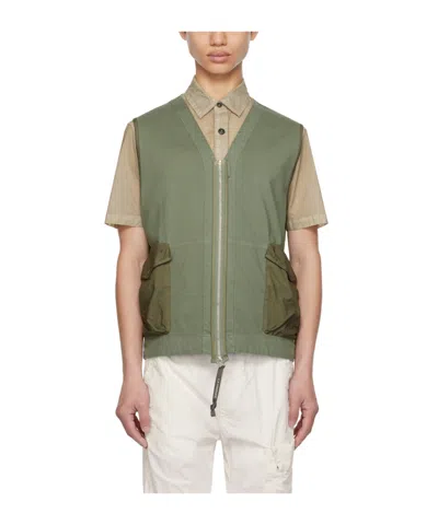 C.p. Company Cargo-pocket V-neck Vest In Green