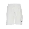 C.p. Company Cargo Shorts In Lightweight Brushed Cotton Fleece In White
