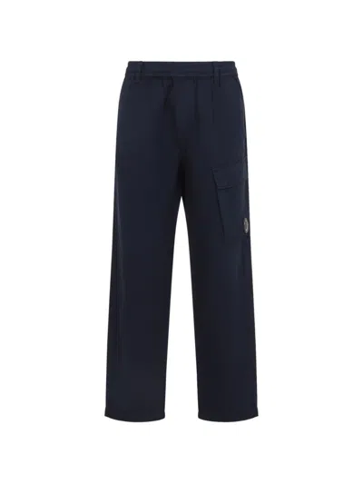 C.p. Company Total Eclipse Blue Cotton Cargo Pants In Black
