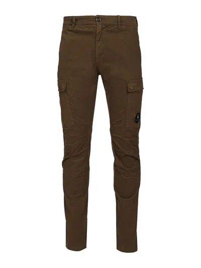 C.p. Company Cargo Trousers Made Of Stretch Cotton Satin In Green