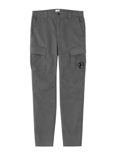 C.p. Company Cargo Trousers With Logo Patch In Grey