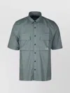 C.p. Company Short-sleeve Button-up Shirt With Classic Collar And Flap Pockets In Gray