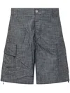 C.p. Company Chambray Cargo Shorts With Adjustable Waist In Gray