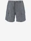 C.p. Company Chambray Cargo Shorts With Adjustable Waist In Gray