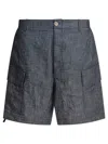 C.p. Company Chambray Cargo Shorts With Adjustable Waist In Gray