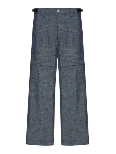 C.p. Company Chambray Loose Cargo Pants In Azul Claro