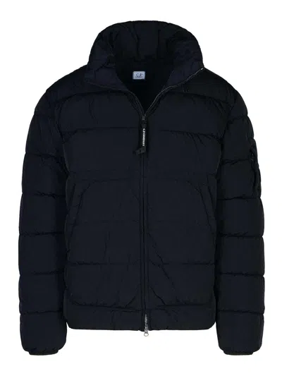 C.p. Company Blue Polyamide Down Jacket In Dark Blue